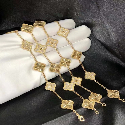Custom Brand Arpels HK Setting Jewelry 5 Motifs Yellow Gold VCA Vintage  Bracelet