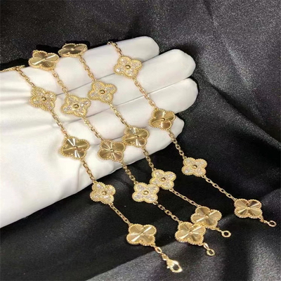 Custom Brand Arpels HK Setting Jewelry 5 Motifs Yellow Gold VCA Vintage  Bracelet