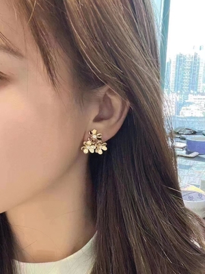 High Polished Natural Jewelry Prong Set Stunning Yellow Gold HK Setting Jewelry Earrings