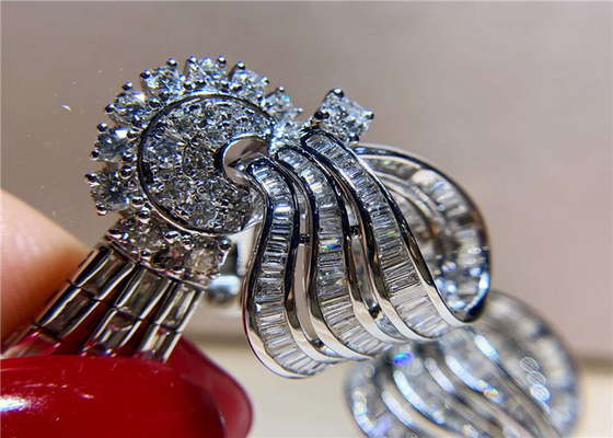 High End Personalized  18K White Gold Diamond Earrings For Women