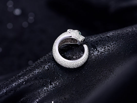 luxury jewelry online VS Diamond N4225200 Panthere Brand Ring With Emeralds Onyx