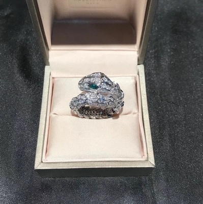 18k white gold diamond ring Diamond  Serpenti Ring 18k White Gold Emerald eyes