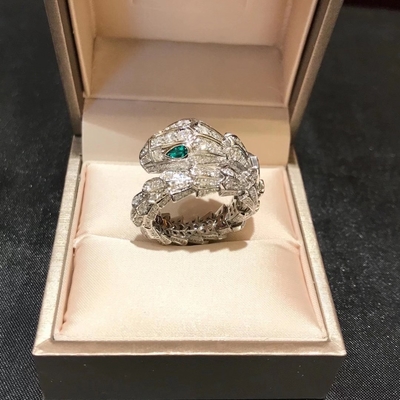18k white gold diamond ring Diamond  Serpenti Ring 18k White Gold Emerald eyes