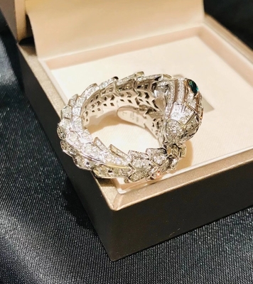 18k white gold diamond ring Diamond  Serpenti Ring 18k White Gold Emerald eyes