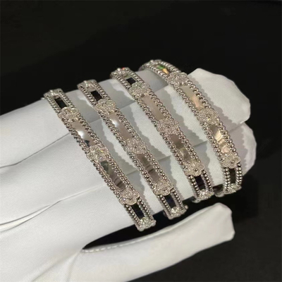 HK Custom Setting Jewelry VCA Bilezik 18k Beyaz Altın Elmas Bilezik