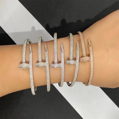Mücevher Lüks Brand Sadece Bir Tırnak Bilezik Gül Altın Ref N6702117 Gerçek Elmas