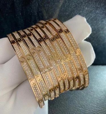 Yüksek marka Özel Mücevher Çin fabrikası Brand Tam Elmas Aşk Bilezik 18k Altın Bilezik Mücevher