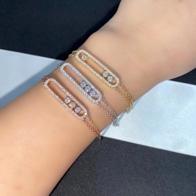 3 Diamonds Hareketli AU750 Altın Hareket Bilezik 18K Sarı Altın Elmas Bilezik