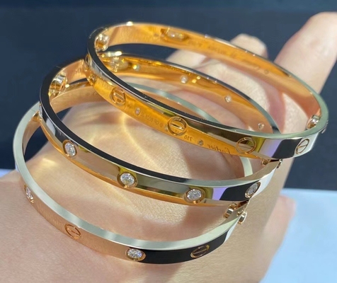 Unisex 18k Altın Mücevherler Anniversary Engagement Hk Setting Bangle
