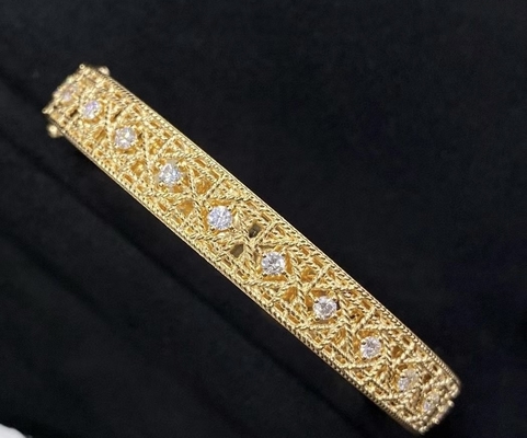 18K Altın Elmas Bilezik Prong Setting Master Mücevher Tedarikçisi