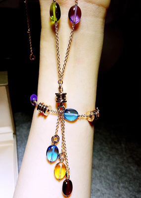 18K Altın Bilezik Doğal Topaz Kristal Bilezik Kolye 18K Sarı Altın