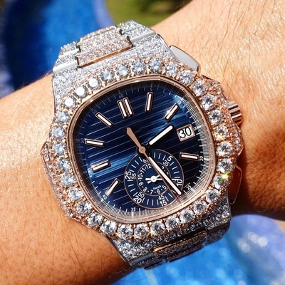 Lüks Hip Hop Bling Bling Saatleri Erkekler İçin Moissanite Elmas